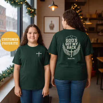Kids Christian T-Shirt, Faith Kids Shirt, God's Got My Back, Youth Religious Tee