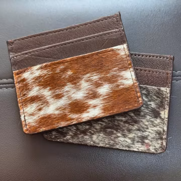 Genuine Cowhide Card Holder Wallet, Hair On Hide Leather Wallet, Western Cow Print Card Case, Slim Minimalist Wallet