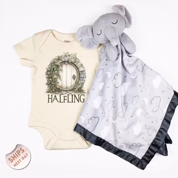 Halfling Baby Onesie®and blanket, Funny Baby Bodysuit, Cute Natural Newborn Baby Onesie®, Baby Shower Gift, Announcement Onesie®, 2001113