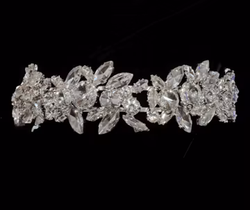 Luxury Crystal Bridal Headband | Silver Leaf Wedding Tiara