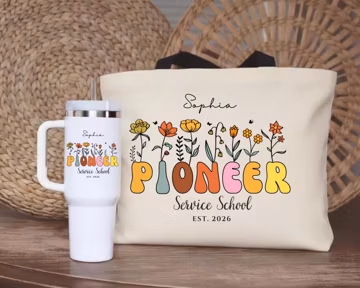 Personalized Pioneer School Tote Bag, JW Pioneer School 2026 Gift, Best Life Ever Tumbler, Makeup Accessory Bag, JW Sisters Gift Combo