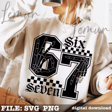 Six Seven SVG PNG, Funny Six Seven Meme Skeleton Hands Svg, Trending Viral, Sassy 6 7 Adult Humor Svg, Meme Viral Svg, Halloween Skull Hand