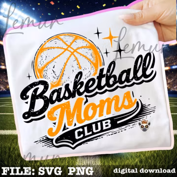 Basketball Moms Club SVG PNG, Retro Basketball Mom Shirt Design with Basketball Ball Graphic, Trendy Game Day Doodle, Trendy Basketball Svg
