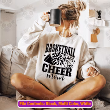Basketball and Cheer Mom Svg Png, Basketball Mom Svg, Basketball Svg, Basketball Lover Svg, Cheer Svg, Cheer Mom Svg, Trendy Basketball Svg