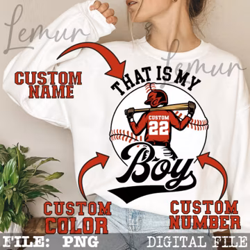 Custom Baseball Mom PNG, Personalized Baseball Shirt Design, Custom Name Number Team Colors Graphic, Baseball Family Shirt PNG