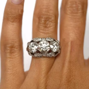 Wide Pave Wedding Band • 14K White Gold Cluster Eternity Ring • Statement Anniversary Band • Luxurious Cocktail Ring for Her