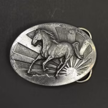 Vintage Siskiyou Buckle Co Running Horse 1986 Unisex Silver Belt Buckle USA Made
