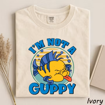 Disney Little Mermaid Flounder I'm Not a Guppy Shirt, Disneyland Family Vacation Tee, Disney Family Matching Trip Outfits