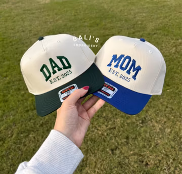 Custom Embroidered Hat, Personalized Date Matching Vintage Baseball Trucker Hat Gift For New Dad Mom Pregnancy Announcement Mothers day gift