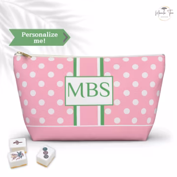 Mahjong Bag, Game Tile Bag, Personalized Game Bag, Mahjong tile storage, Bam Crack Dot Bag, Token Bag, Mahjong Pouch, Cute Pink Mahj bag