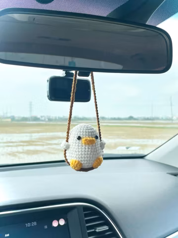 Crochet Duck Car Hanging, Duck Keychain, Cute Rearview Mirror Charm, Funny Car Accessory, Gift for Her, Gift For Friends And Relatives