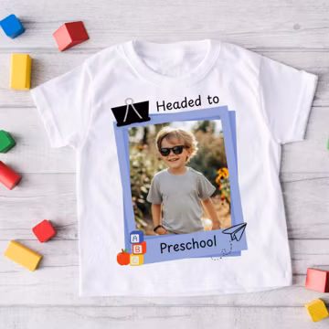 Your Photo Shirt for Back to School Preschool, Personalized Shirt, First Day of School Shirt, Memory Shirt, Kids Preschool, Pre-K T-Shirt