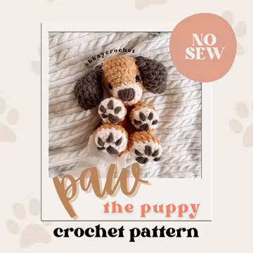 Paw the Puppy Crochet Pattern | No Sew Low Sew Crochet Amigurumi Pattern | Puppy Dog Pattern | Cute Crochet Pattern
