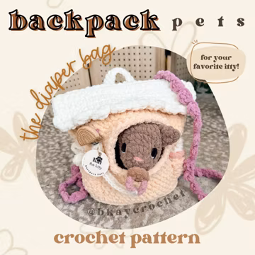 Backpack Pets: The Diaper Bag Crochet Pattern | Fits Itty Sized Stuffies