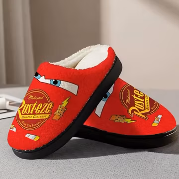 McQueen Movie Slippers, Movie Inspired Fluffy Slipper Lightning McQueen Cozy Shoes, Mater Family Matching 2025 House Shoes