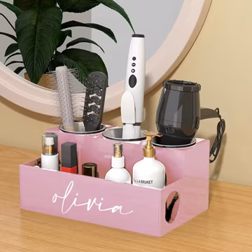 Personalized Handmade Acrylic Blow Dryer/Curling Iron/Hot Iron/Stylers/Brush/Comb Organizer Hair Tool Accessory Organization Station