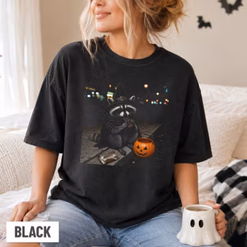 Funny Halloween Feral Raccoon Shirt, Comfort Colors Trash Panda Trick or Treat Tee, Raccoon Lover Gift, Spooky Season Tee