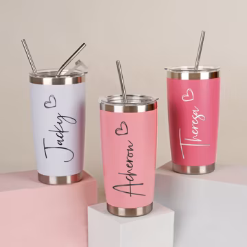 Personalized Skinny 20oz Tumbler, Bridesmaid Tumbler with Straw, Bachelorette Party, Wedding Party water glass Gifts, Custom bridal cups