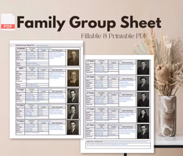 Fillable Family Group Sheet | Genealogy Printable (PDF)