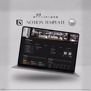 Notion Ultimate Life Planner | ALL IN ONE Notion Template | Notion Dashboard | Adhd Notion Planner | Digital Planner | Dark Mode Templates