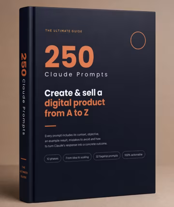 Claude AI Prompts | 250 Prompts to Create & Sell a Digital Product | ChatGPT Business Productivity Guide | Printable PDF