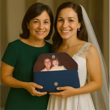 Personalized Bow Tie Clutch with Custom Photo, Mother of Bride Wedding Gift, Something Old Photo Prop Purse for Mom, Mother's Day Clutch Bag