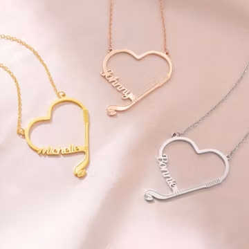 Personalized Hockey Heart Necklace with Custom Name, Hockey Stick & Puck Pendant Minimalist Hockey Themed Jewelry for Players or Coaches