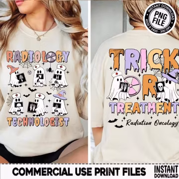 Radiology Technologist Spooky Halloween Png, Radiology Technologist Halloween PNG, Trick or Treatment Sublimation Design