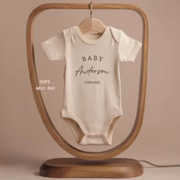 Pregnancy Announcement Baby Bodysuit - Newborn Baby Outfit Brand - Baby Announcement Bodysuit - Personalized Last Name - Baby Shower Décor