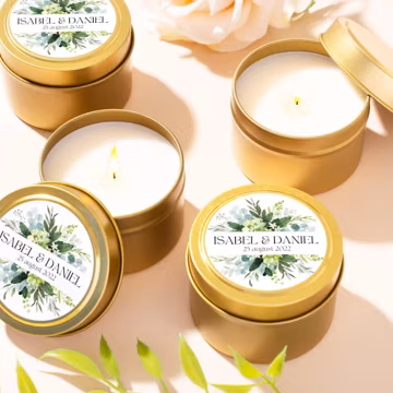 Wedding Favor Candle Green Botanical Wreath Bulk Guest Gift Eco Friendly Natural Greenery Bridal Shower Keepsake Decor WF44