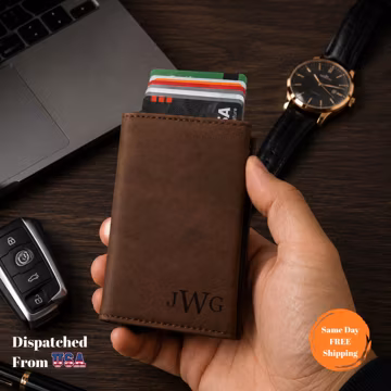 Personalized Leather Dad Wallet: Custom Engraved Fathers Day Gift from Kids