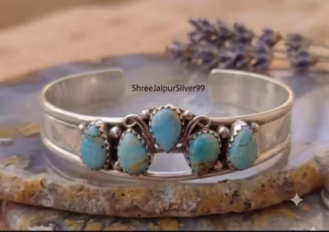 Kingman Turquoise Sterling Silver Bangle, Adjustable Southwestern Jewelry