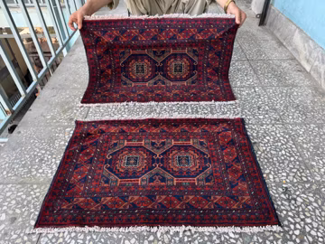 2x3 Tribal Geometric Rugs, Handmade Wool Rug, Afghan Vintage Rug, Matching Carpet Pair Rug, Turkmen Style Rug, Collector Piece Rug, Office