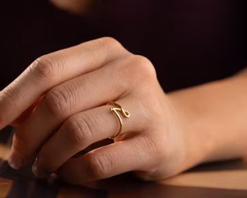 Dainty Letter Ring, 14K Gold Lowercase Initial Ring, Personalised Handwriting Ring, Custom Stacking Ring, Dainty Memorial Gift for Mom