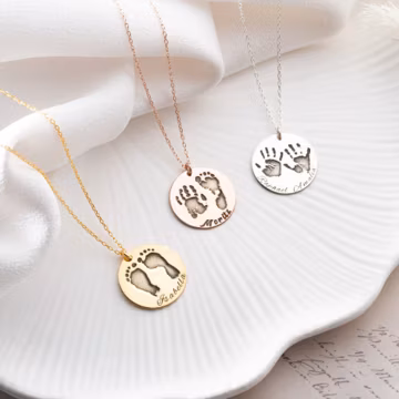 Actual Baby Footprint Necklace Newborn Footprint Necklace Personalized Baby Handprint Necklace Baby Keepsake Stillborn Gift for New Mom