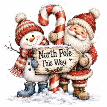 24 Whimsical Santa Snowman PNG, Christmas Watercolor Clipart, Sublimation Bundle for Shirts, Mugs, Tumblers