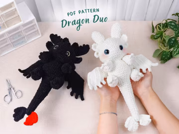 Dragon Duo Crochet Pattern, Amigurumi Crochet Pattern, Dragon Amigurumi PDF, Fantasy Creature Crochet Tutorial, Digital DIY Pattern