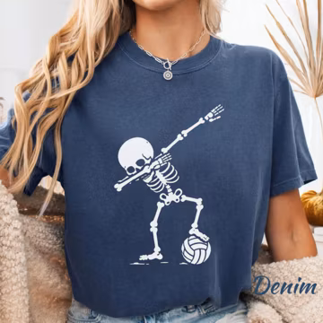 Funny Skeleton Volleyball Shirt, Dab Skeleton Halloween Volleyball Tee, Volleyball Player Gift, Halloween Sports Shirt
