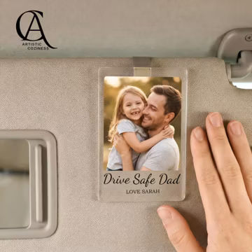 Custom Sun Visor Photo Clip for Dad, Drive Safe Daddy Gift, Personalized Fathers Day Car Accessory for Husband, Car Accessory for Dad
