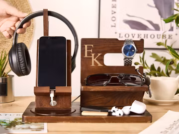 Engraved Charging Station Personalized Docking Station Men Wood Phone Stand Name Phone Holder Gift For Boyfriend Gift For Father