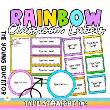 Editable Name Tags Plates | Locker Labels | Bin Tags | Rainbow Classroom Decor