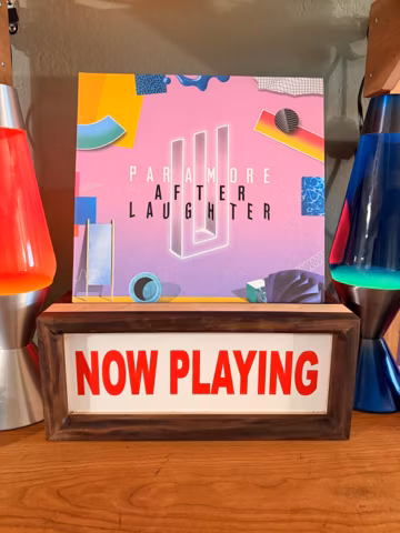 Handmade Wooden "Now Playing" Record Display Stand | Solid Walnut & Maple Vinyl Album Holder