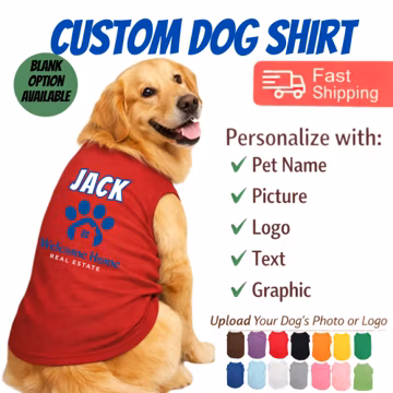 Custom Pet Shirt: Create a Unique Look for Your Pet - Personalized Dog Shirt- Logos Graphics Pictures Text Dog Name for Large and Small dogs