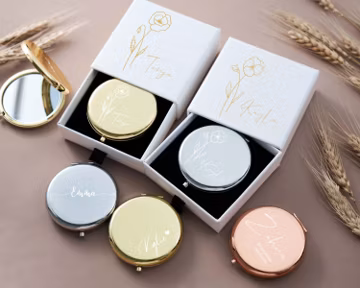 Custom Compact Mirror with Name Engraved - Bridal Shower Gifts, Personalized Engraved Pocket Mirror for Her, Bachelor Party Favors