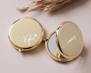 Personalized Compact Mirror, Bridesmaid Gifts, Engraved Pocket Mirror for Her, Custom Wedding Favors, Bridesmaid Thank You Gifts