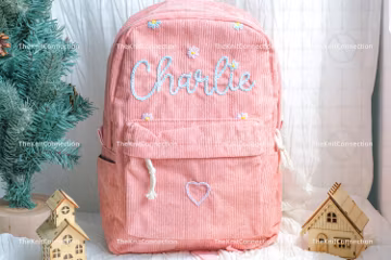 Personalized Corduroy Backpacks: Handmade School Bags with Custom Embroidery for Kids and Toddlers