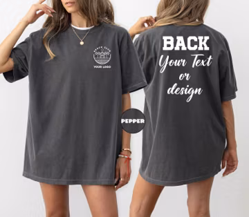 Custom Logo T-shirt, Personalized Front And Back Comfort Colors® Shirt, Customized Text Tee, Personalised Business Outfit, Company Logo Gift