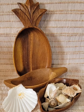 Wood dishes shells loose parts play kitchen Reghio Inspired Montessori Nature Inspired