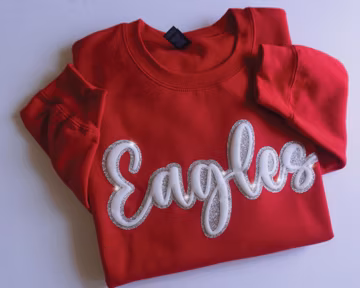 Custom Puff and Glitter Team Name Sweater, Glitter Team Name Sweater, Embossed School Mascot Sweatshirt, School Spirit Shirt, Football Mom