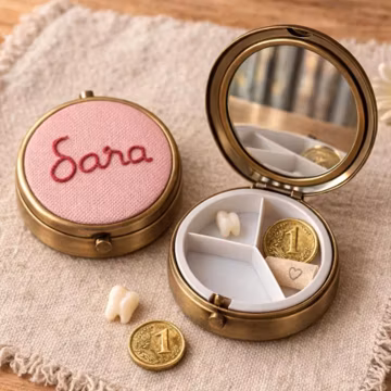 Personalized Tooth Fairy Box, Embroidered Name Keepsake, First Lost Tooth Memory
